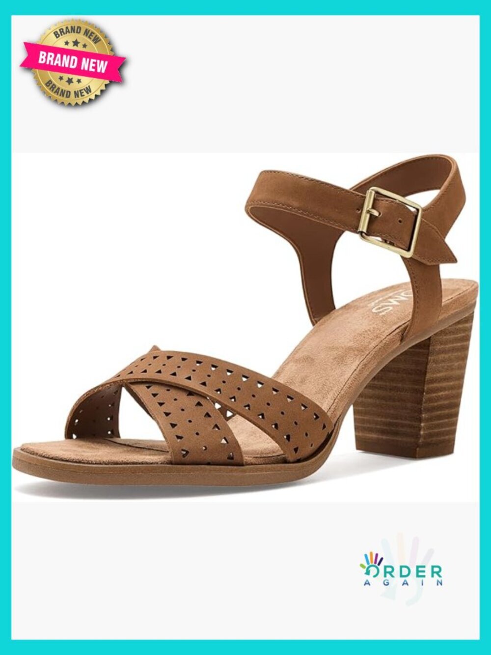 Strappy Heeled Sandals Ankle Strap Buckle Closure Block Heel Dressy Comfort Foam